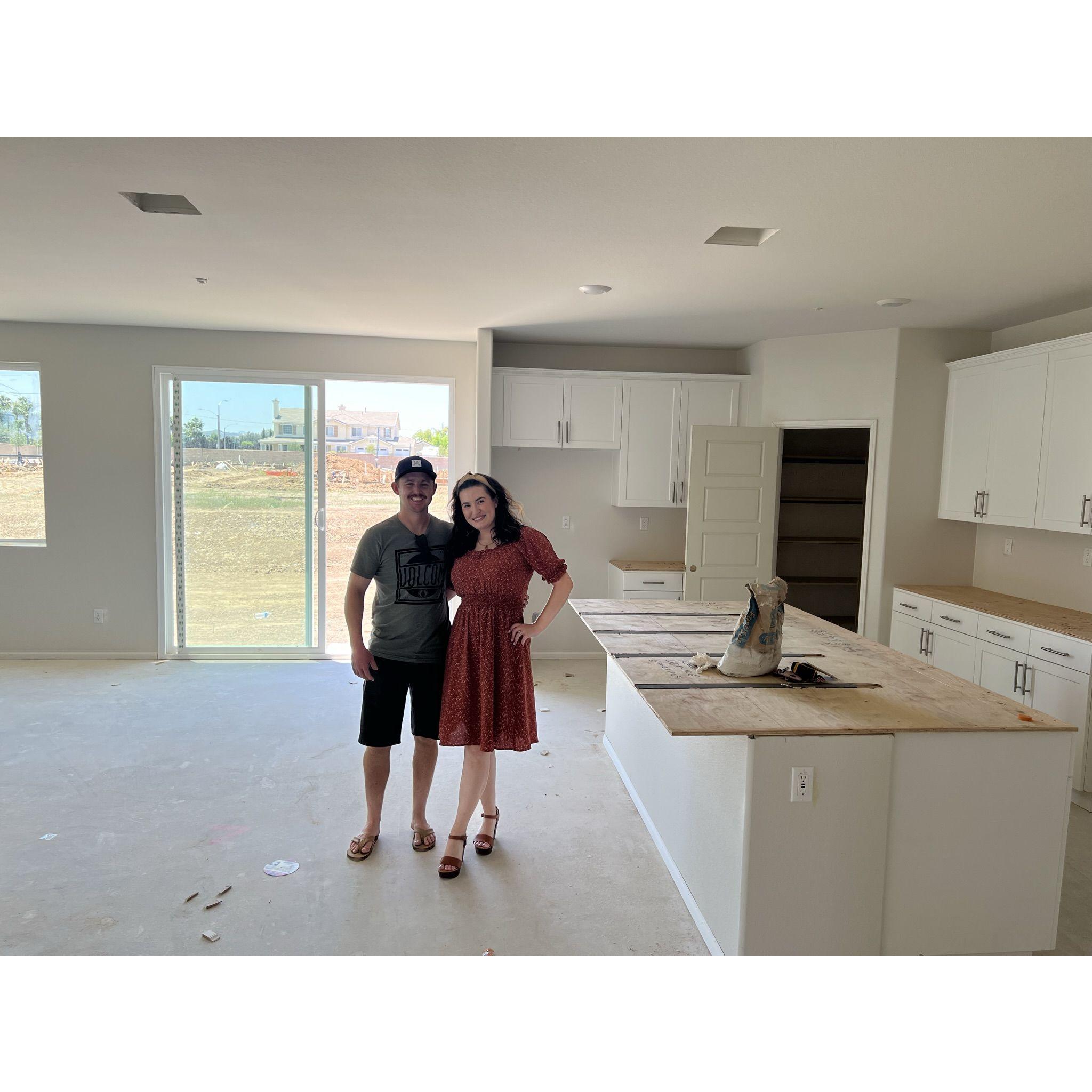 Standing in the kitchen of our new home being built! (2023)