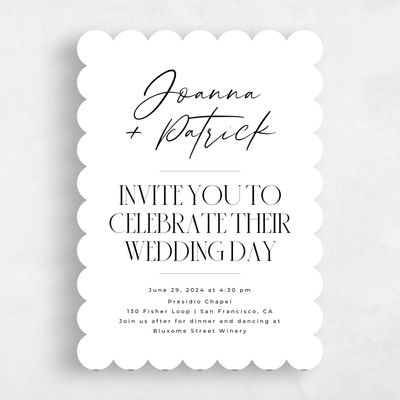 White Scalloped Wedding Invitation - Hannegan Portrait