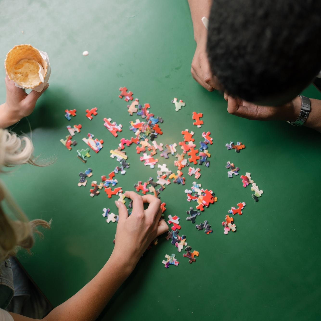We love doing jigsaw puzzles and become super competitive in the process.