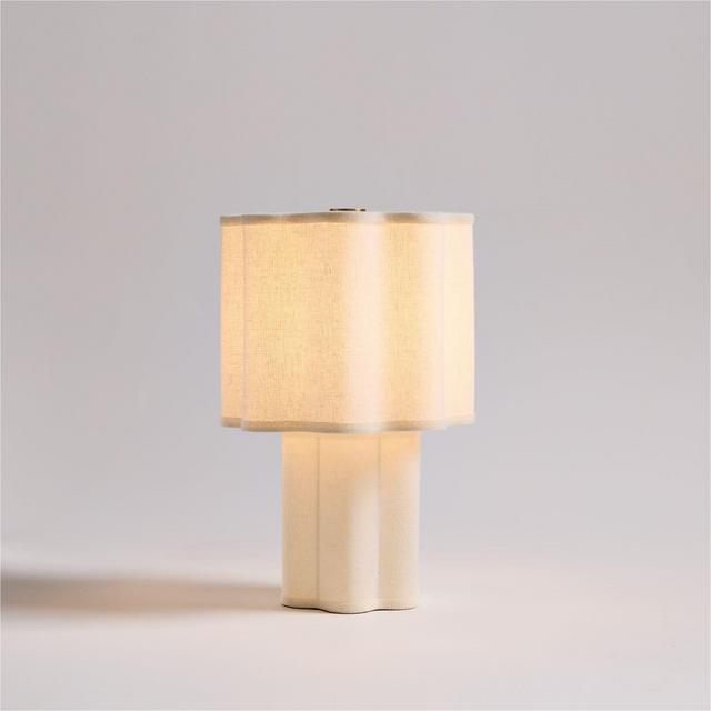 Ola Warm White Linen Mini Table Lamp 13"