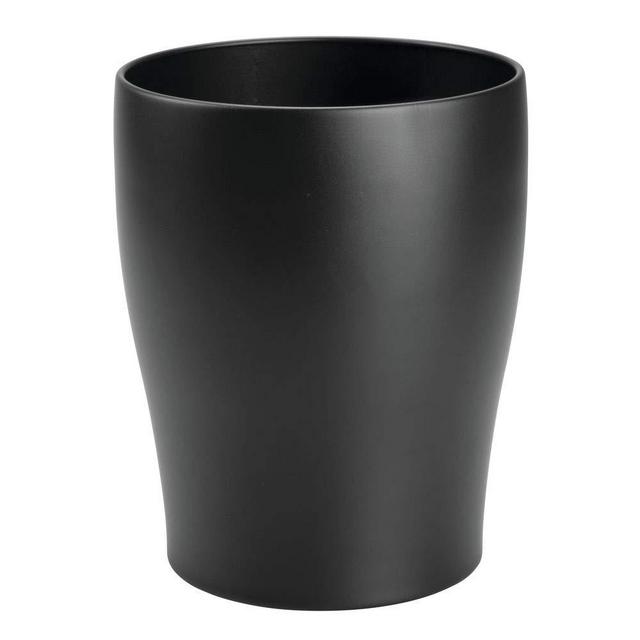 mDesign Modern Round Metal Small Trash Can Wastebasket, Garbage Container Bin for Storing and Holding Waste in Bathroom, Kitchen, Home Office, Craft Room, Laundry Room - Solid Steel - Matte Black