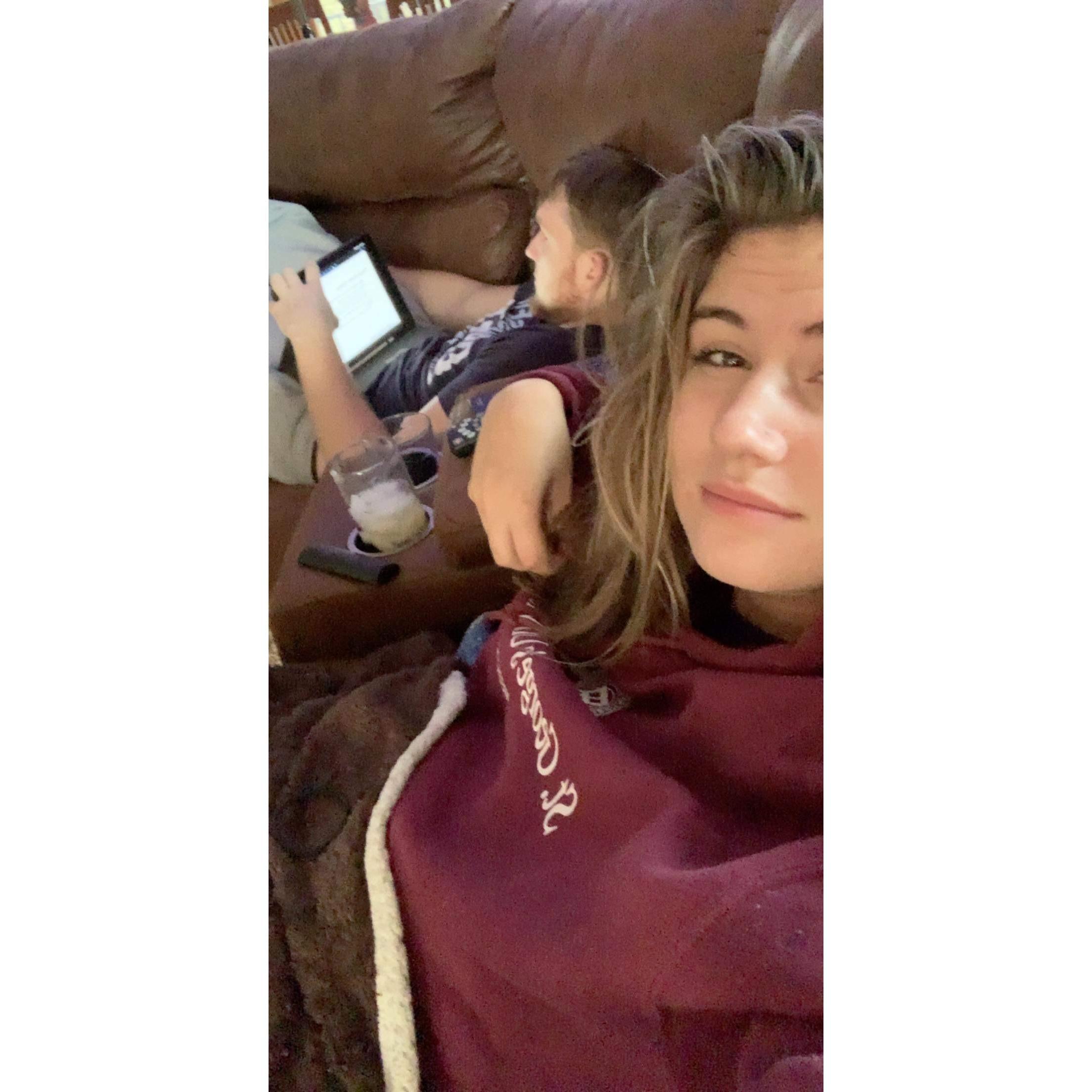 Typical. Jake putting in long hours of studying and me well, I’m here for my emotional support.
