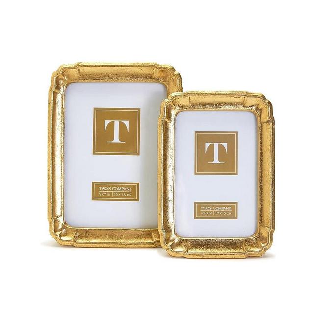 Twos Company Two's Company Bonheur Set of 2 Gold-Leaf Photo Frames Includes 2 Sizes: 4'' x 6'' and 5'' x 7''