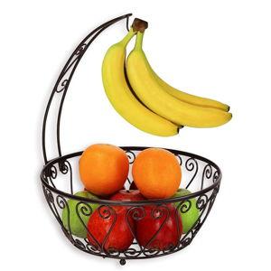 SimpleHouseware Fruit Basket Bowl with Banana Tree Hanger, Bronze