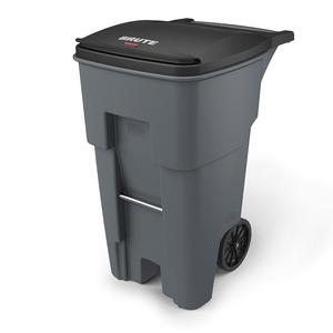 Rubbermaid Commercial Products BRUTE Rollout Waste/Utility Container, 65-gallon, Gray (FG9W2100GRAY)