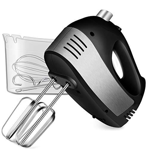 Hand Mixer Electric, Cusinaid 5-Speed Hand Mixer with Turbo Handheld Kitchen Mixer Includes Beaters, Dough Hooks and Storage Case, Black