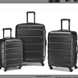 Samsonite Omni PC Hardside Expandable Luggage with Spinner Wheels, Black, 3-Piece Set (20/24/28)