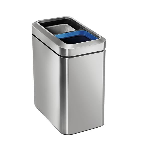 simplehuman™ 20L Slim Open Recycler, Brushed Stainless Steel