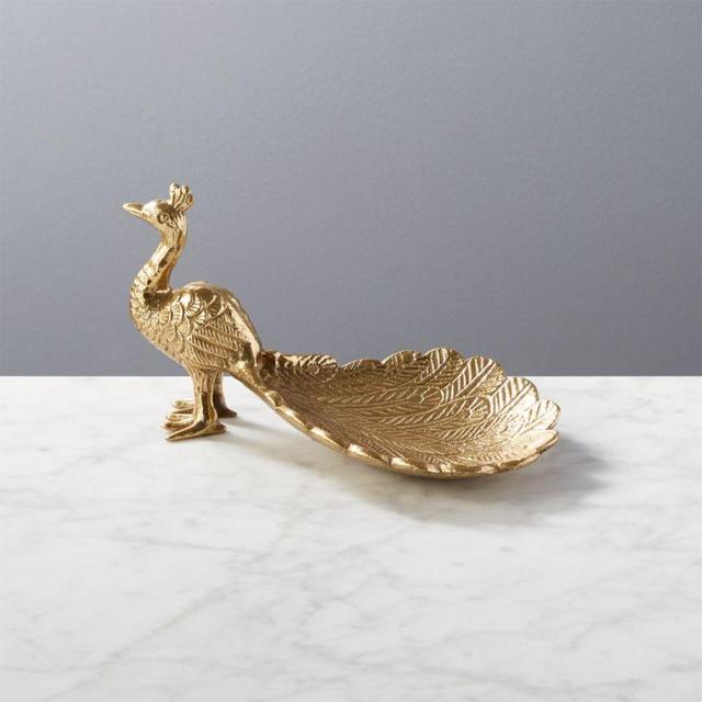 CB2 Bert The Peacock Gold Spoon Rest