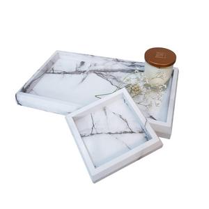 roomfitters - Roomfitters Marble Print Vanity Tray Set, Best Bathroom Catchall Trays for Jewelry Perfume, Upgraded Version Water Resistant, Anti-Scratch