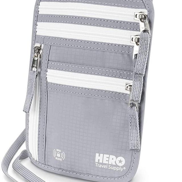 HERO Neck Wallet – RFID Blocking Passport Holder – Easy to Conceal Travel Pouch