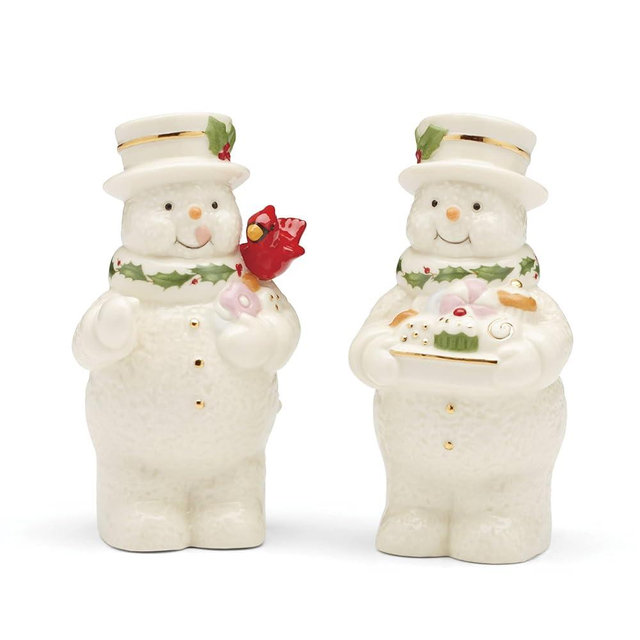 Lenox 896361 Happy Holly Days Snowmen Salt & Pepper Set, 2-Piece, Ivory, Christmas & Holiday Hosting
