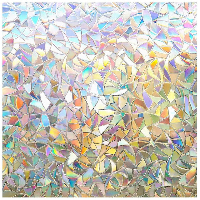 rabbitgoo Window Privacy Film Rainbow Film Decorative Window Sticker, 3D Static Stained Glass Cling Tint for Home Heat Control Non-Adhesive, 23.6 x 78.7 inches