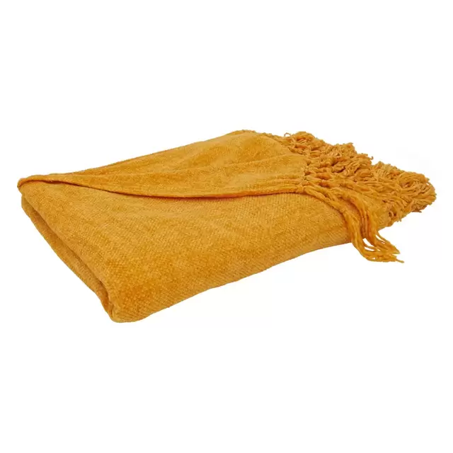 Saro Lifestyle Knotted Chenille Throw Blanket in Mustard