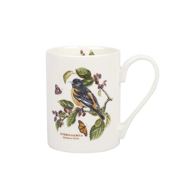 Portmeirion Botanic Garden Birds Collection Coffee Mug | 12 Ounce | Baltimore Oriole Motif | Fine Earthenware | Large Latte Mug with Handle | Dishwasher, Microwave, Freezer and Oven Safe