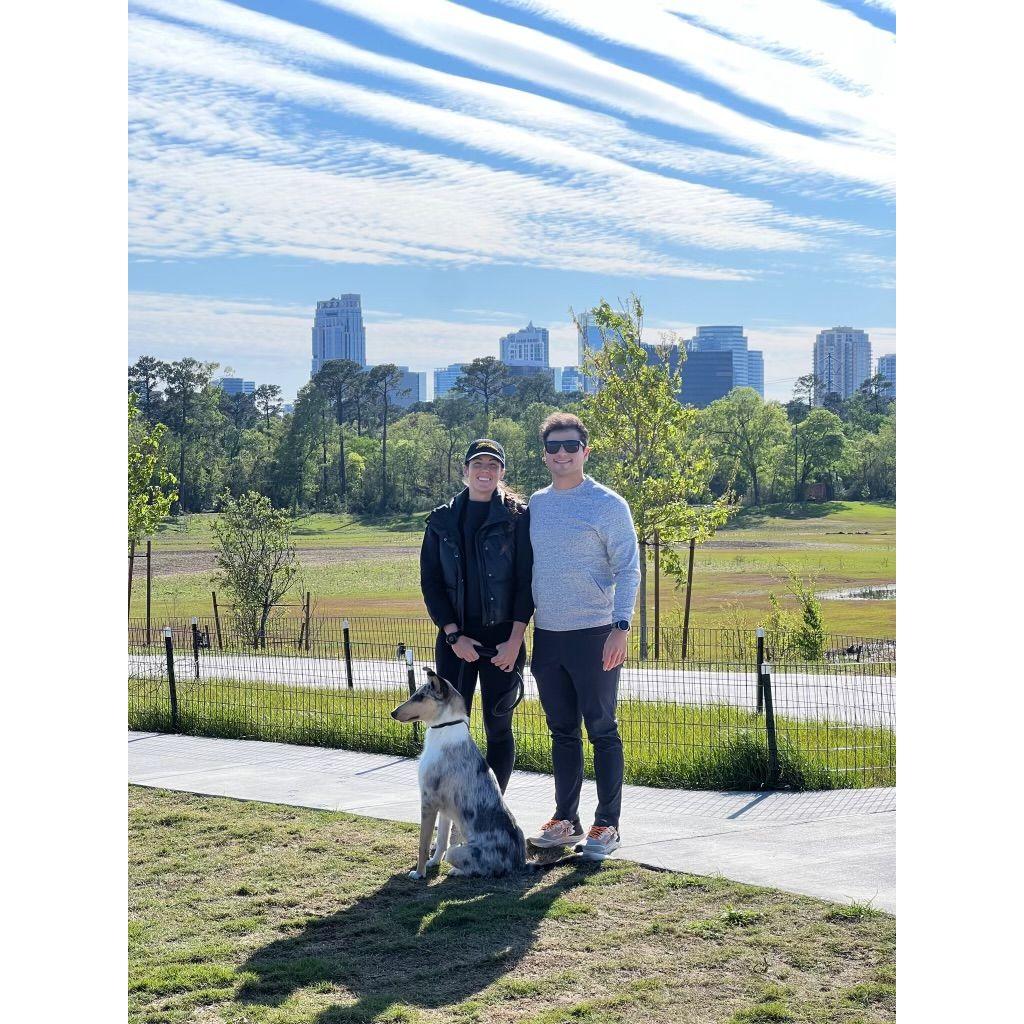Loren and Nacho taking Jim for his first outing to the Land Bridge at Memorial Park