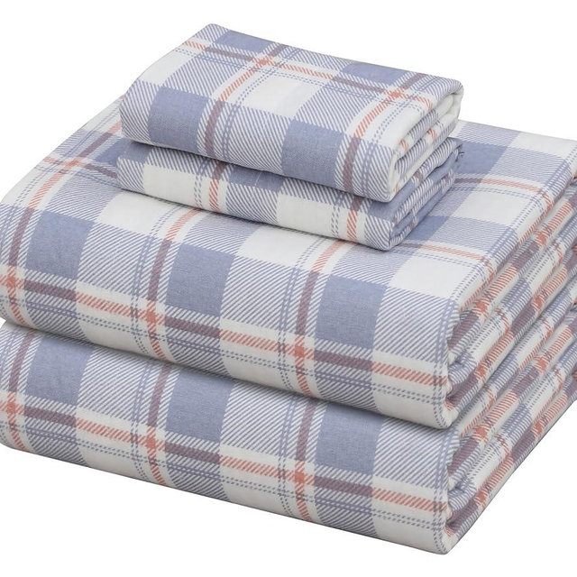 ZOYER Flannel Sheets Queen Size - 100% Cotton Double Brushed Bed Sheets, Deep Pockets 16 Inches Queen Sheet Set, All Seasons Breathable & Extra Soft - Warm & Cozy, 4 Piece, Symphony