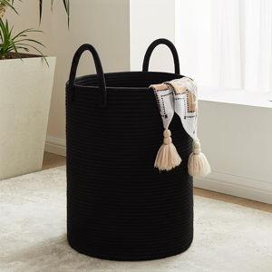 Black Cotton Rope Laundry Hamper 72L