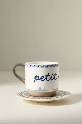 Café Violette Handpainted Stoneware Espresso Cup & Saucer