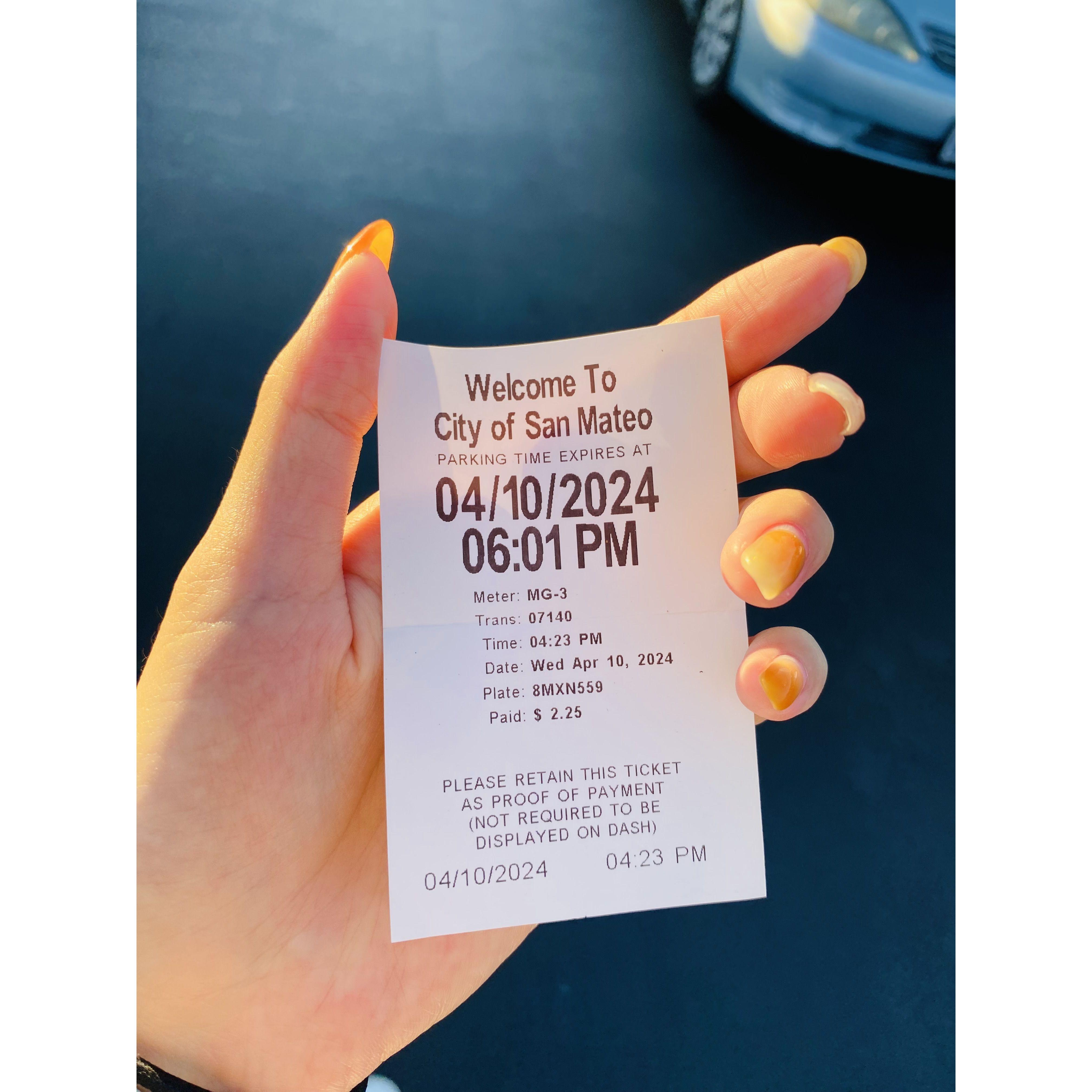 Parking Ticket from Our First Date