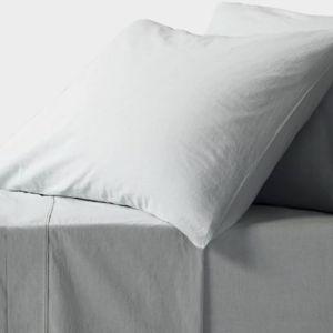 250 Thread Count Organic Percale Sheet Set - Queen Size - Blue Chambray