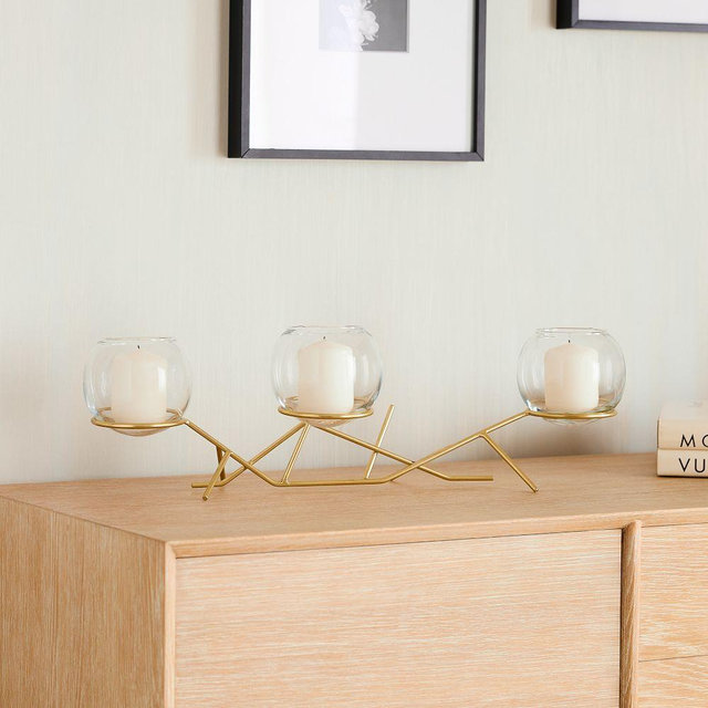 Glass Globe Candlelight Antique Brass Glass 3 Piece