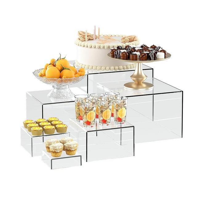 OKBHTS 6 Clear Acrylic Boxes for Display as Buffet Risers and Stands, Food Display Risers for Party, Buffet Table, Food Stands for Display Party (Standard, 6Pcs, Clear)