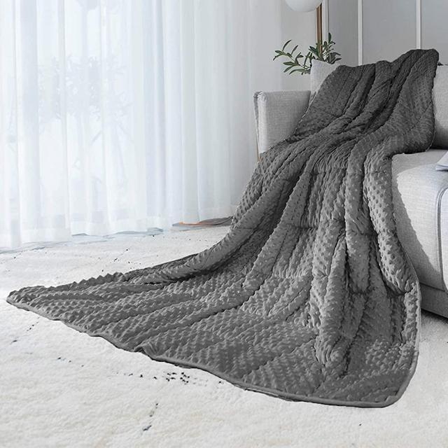 ALANSMA Reversible Weighted Blanket for All Season, Luxury Velvet, Warm and Cool, Adult Kids 5Lb Weighted Blanket, Enjoy Sleeping Anywhere(Grey,5Lb)
