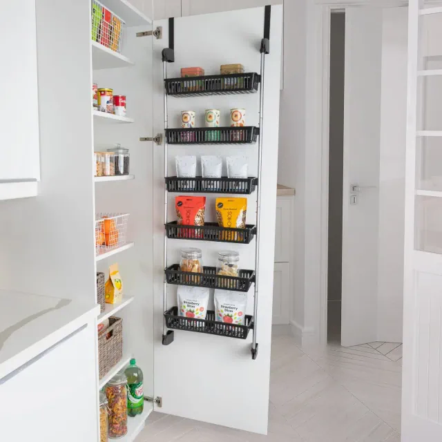 Over The Door Pantry Organizer - Multiple Sizes Black 6-Tier