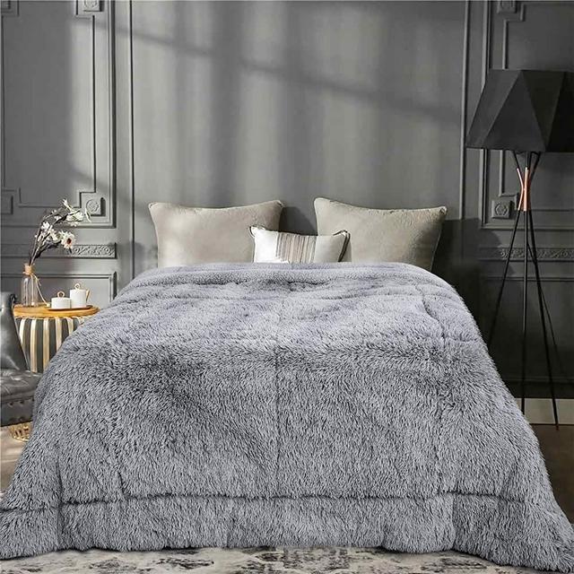 Terrug Soft Shaggy Fuzzy Comforter Set - Fluffy Snuggly for Couch Sofa Bed Home (104x90 Inches Inches) Grey