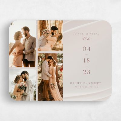 Beige Rounded Wedding Save the Date - Asher Multiphoto