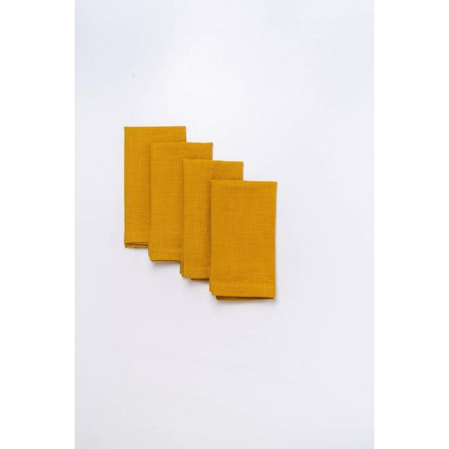 4pk Cotton Easy Care Napkins Yellow - Threshold™