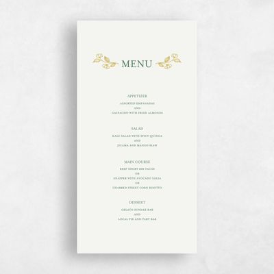 Mustard, Yellow Wedding Menu - Kalispell