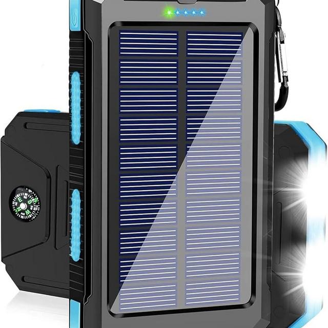 Saraupup Solar Charger Power Bank, 38800mAh Portable Charger Fast Charger Dual USB Port Built-in Led Flashlight and Compass for All Cell Phone and Electronic Devices