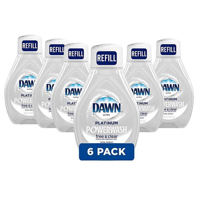 Dawn Free & Clear Powerwash Dish Spray, Dish Soap, Pear Scent Refill, 16oz (6 Pack)