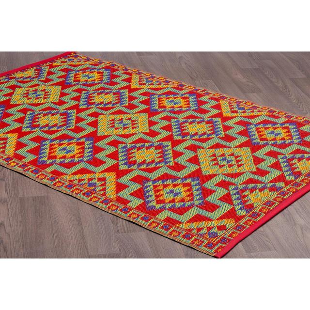 Dottie Geometric Red/Orange/Blue Indoor / Outdoor Area Rug