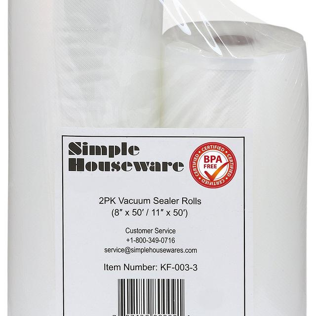 2 Pack - 11" x 50' and 8'' x 50' Vacuum Sealer Rolls Food Storage Saver Commercial Grade Bag for Foodsaver Sous Vide