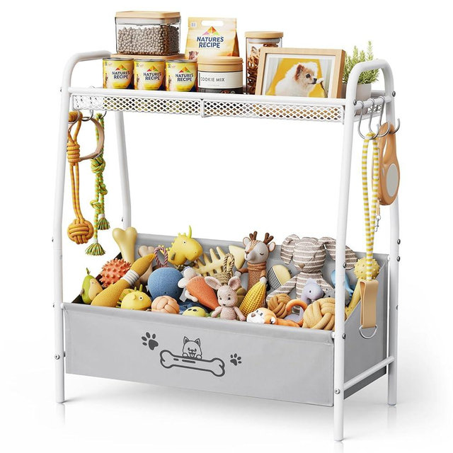 Lomivra Large Dog Toy Basket (23.6"x11.2"x9.7"), Dog Toy Bin with Storage Organizer, Trapezoid Dog Toy Box for Dog Stuff, Toy Holder Chest for Pet Dog Cat, Dog Essentials for Dog Accessories
