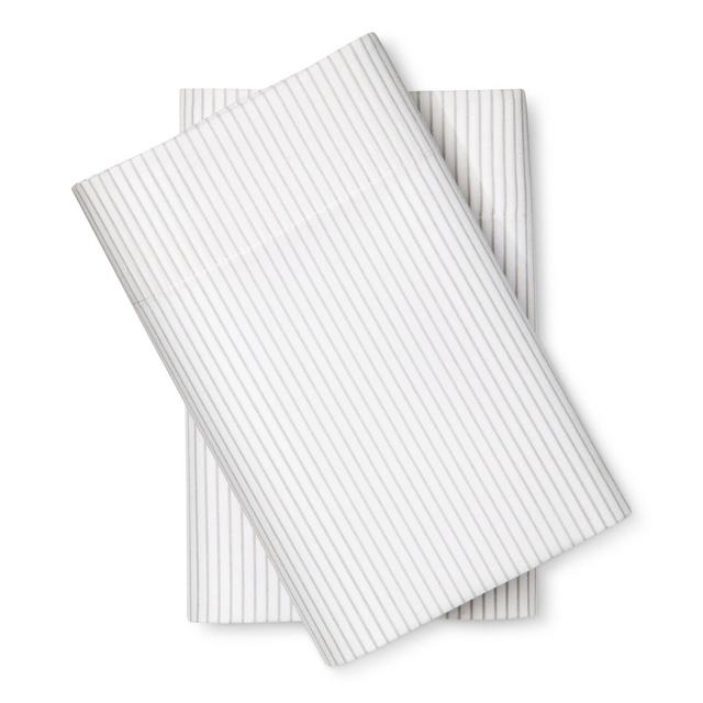 King Microfiber Striped Pillowcase Set Gray - Room Essentials™