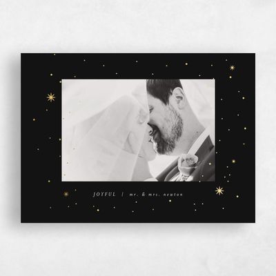 Black Holiday Card - Starlight Landscape Foil