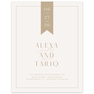 Tan, Beige Wedding Digital Save the Date - Raven Portrait