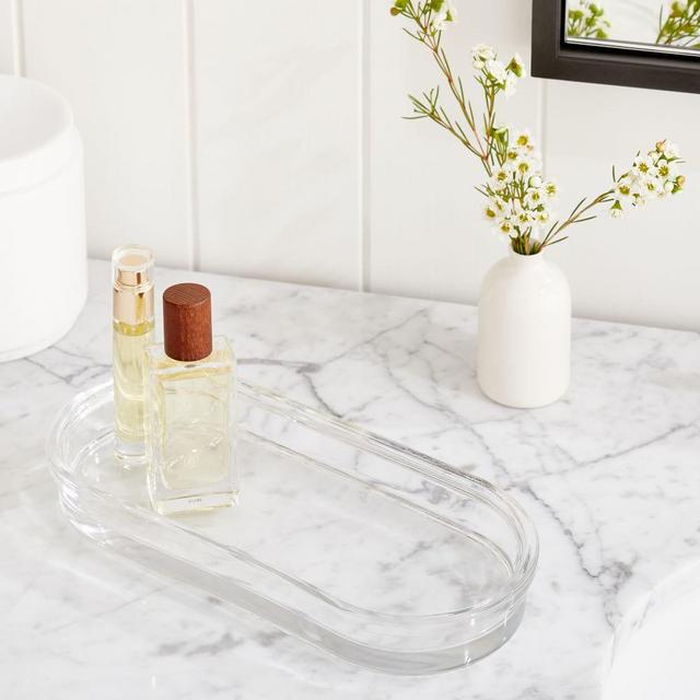 Apothecary Glass Bath Accessories, Clear, Tray