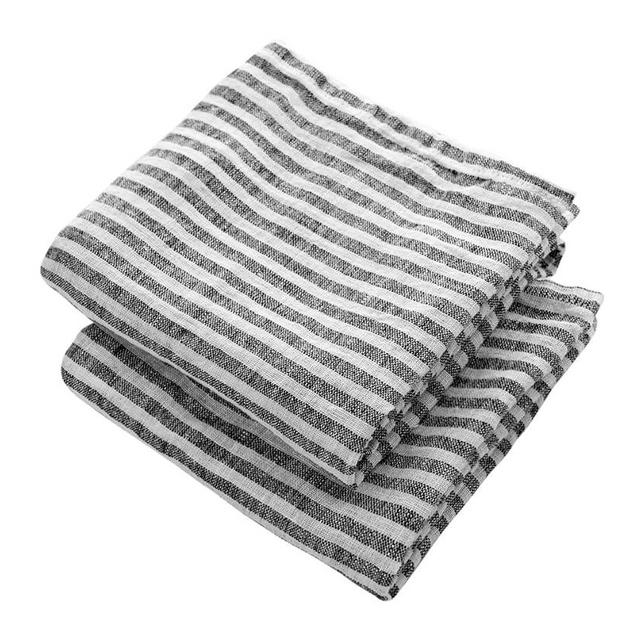 Black Kitchen Dishtowels Set of 2, Linen Striped Towels - 100% Linen Dish Towels - Linen Tea Towels - French Kitchen Towels - Bar Dish Towels, Tea Towels, Farmhouse Dishtowel, 18 X 28 Black Stripe