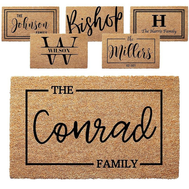 Personalized Door Mat with Family Name - Custom Doormat with Anti-Slip Backing - 3 Size Options - Custom Door Mats for Front Door Front Door Mat for Outdoor Decor - Christmas Gift (Design 4)