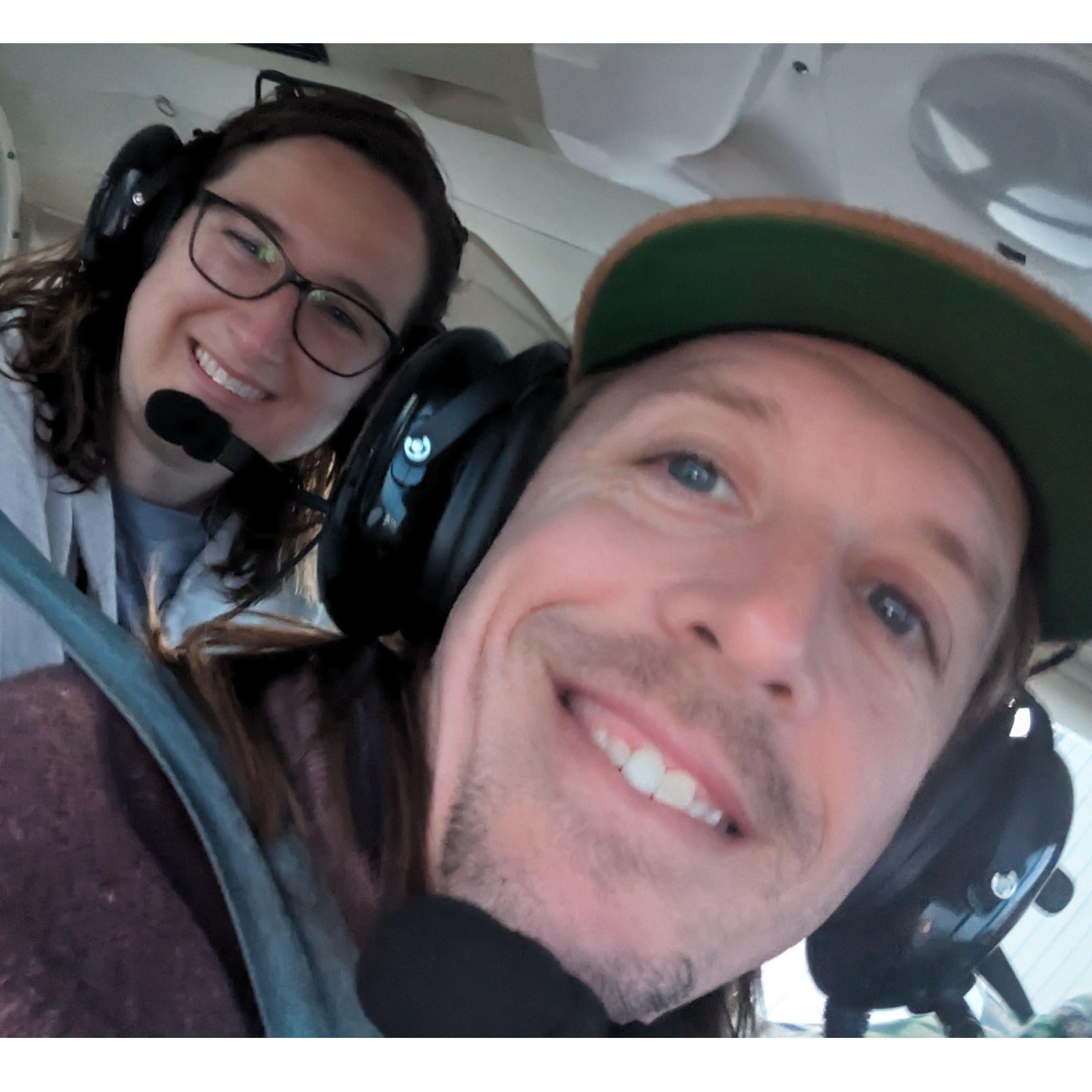 Chris (bridesmaid, friend of the bride since high school) is a pilot and took Nick and Sophie up in a 1974 Piper Archer (single engine plane) over Loveland, CO.