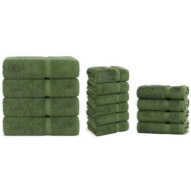 Chakir Turkish Linens | Hotel & Spa Quality 100% Cotton Premium Turkish Towels Bundle | Soft & Absorbent Towels | 4-Piece Bath Towel, 6-Piece Hand Towel, 4-Piece Washcloth Bundle (Moss)