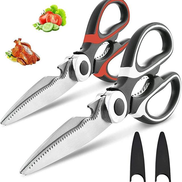 Kitchen Scissor For General Use 2-Packs,Heavy Duty Kitchen Raptor Meat Shears,Dishwasher Safe Cooking Scissors, Stainless Steel Multi-function Scissors For Food,Chicken,Poultry, Fish, Pizza,Herbs