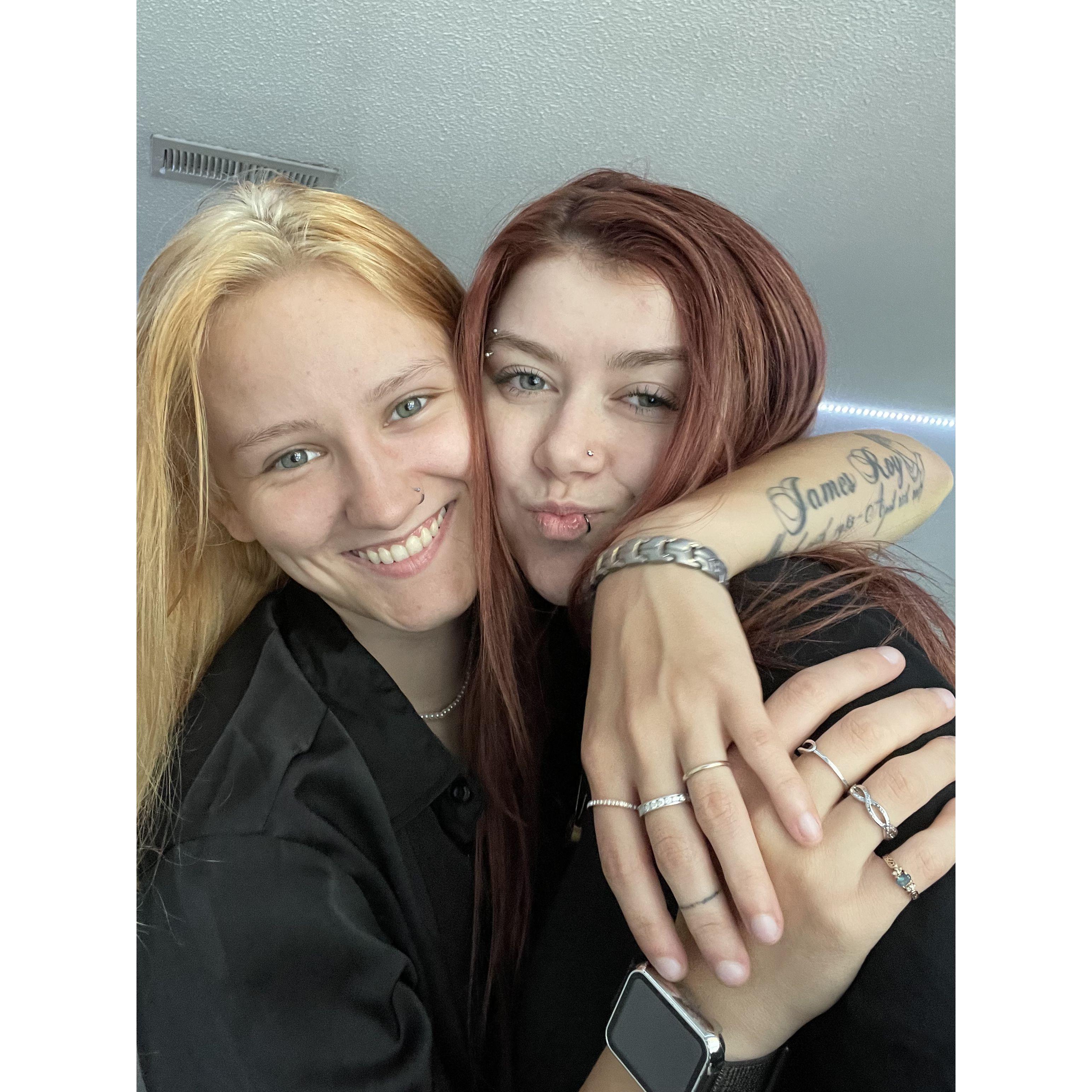 We wanted cute pictures together, but since we had no one to take them we took a bunch of timer pics :D
