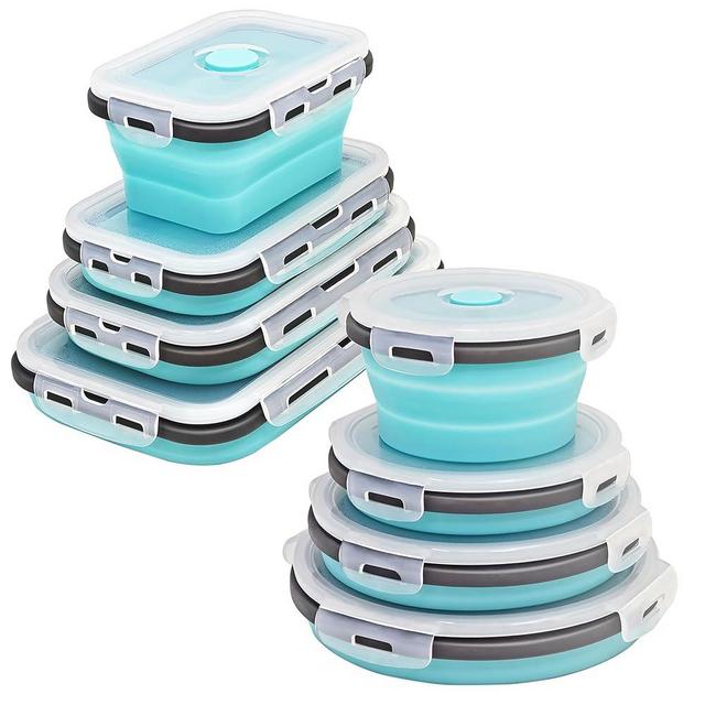 8 Collapsible Food Storage Containers, Silicone Collapsible Food Storage Containers, Collapsible Food Storage Silicone, Rv Collapsible Bowls, Collapsible Storage Containers for Food Camping Containers