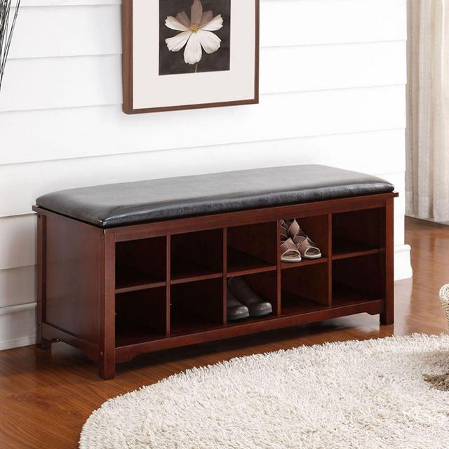 Linon Cape Anne Storage Bench in Walnut